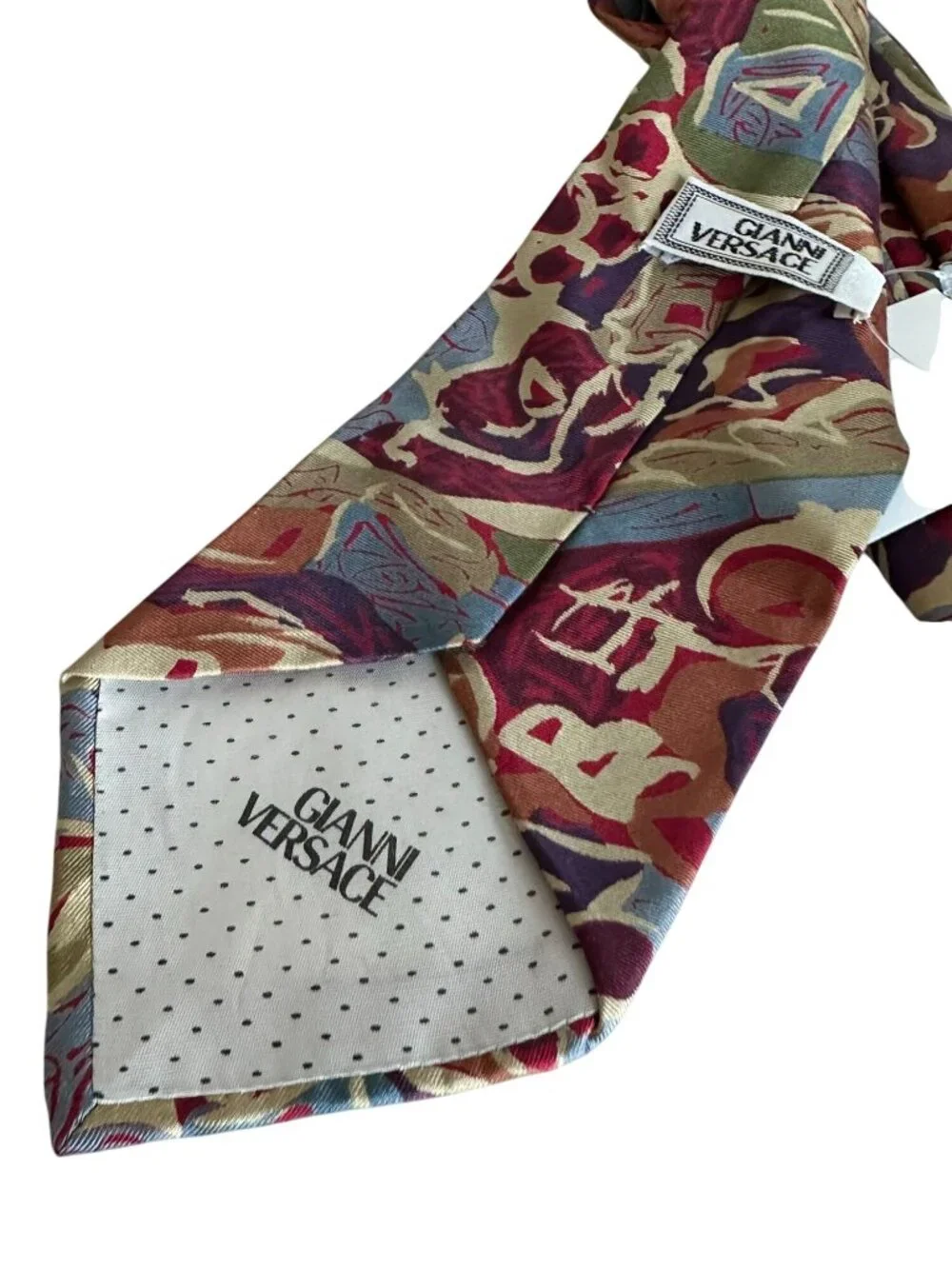 GIANNI VERSACE Vintage Abstract Silk Blend Mens Tie
